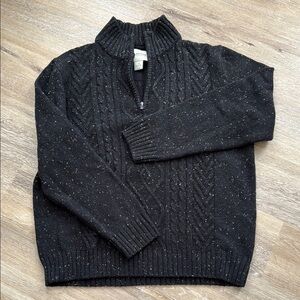 Haggar Black Zip Up Size Large Sweater with Mock Neck Long sleeve